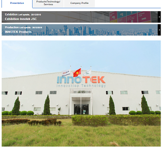 Thông tin INNOTEK trên website J-GOOD TECH (SME JAPAN)